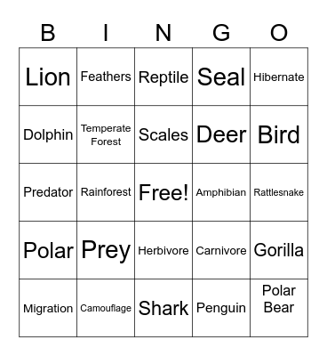Habitat Bingo Card