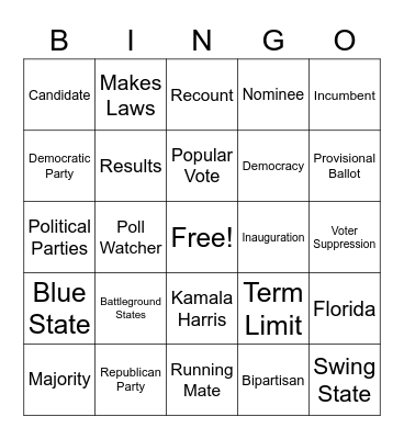 Election Day Bingo - Card 2 Bingo Card