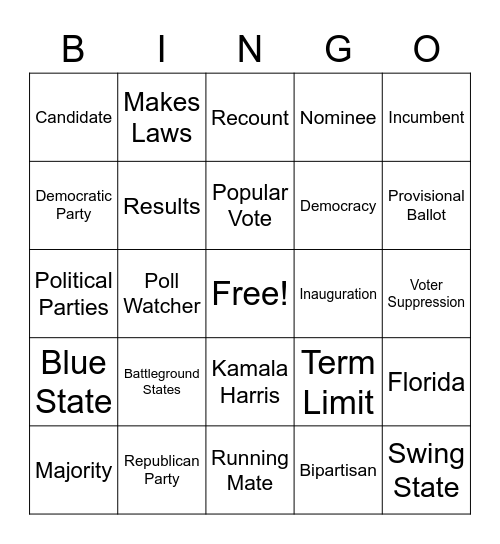 Election Day Bingo - Card 2 Bingo Card