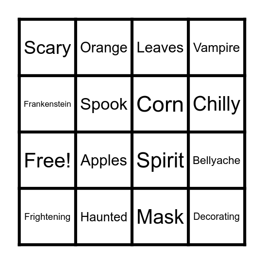 Halloween Bingo Card