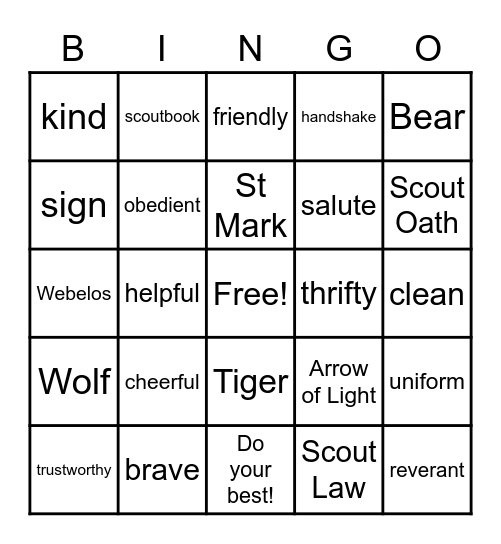 Pack 251 - Bobcat Bingo Card