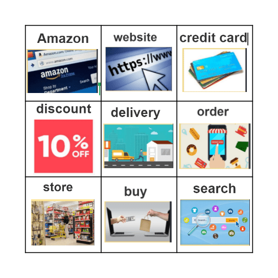 Online Shopping Bingo Card