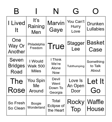 Music Bingo 38 Bingo Card
