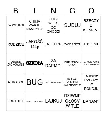 MUJ POKUJ BINGO Card