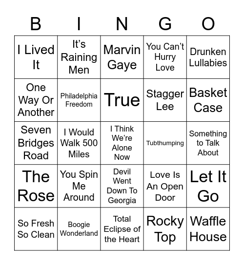 Music Bingo 38 Bingo Card