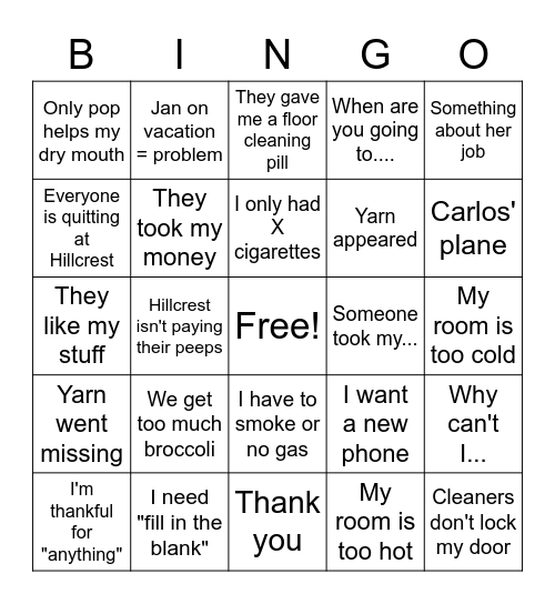 Mom Bingo Card