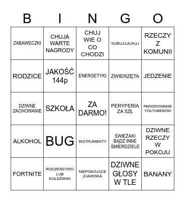 MUJ POKUJ BINGO Card