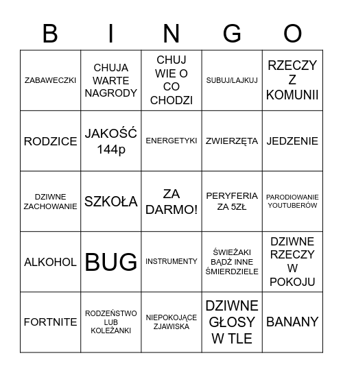 MUJ POKUJ BINGO Card