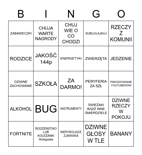 MUJ POKUJ BINGO Card