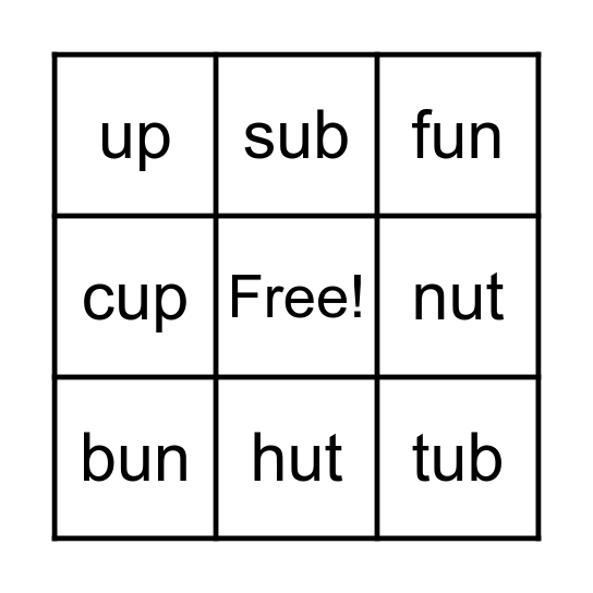 Spelling Words Bingo Card