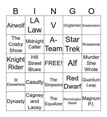 80's TV Themes  Bingo Card