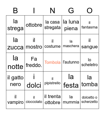Tombola Halloween Bingo Card