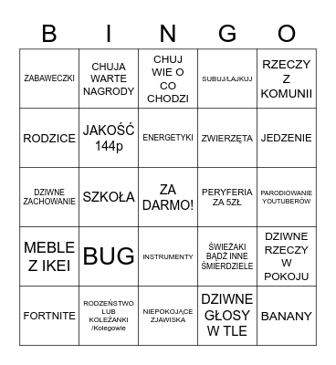 MUJ POKUJ BINGO Card