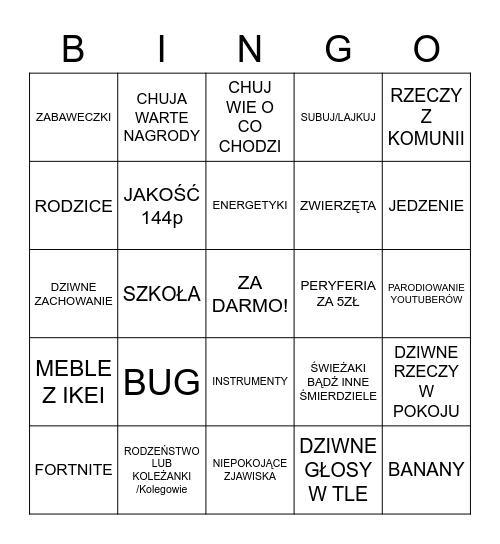 MUJ POKUJ BINGO Card