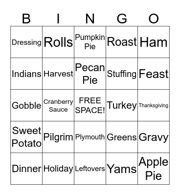 Happy Thanksgiving Bingo Card