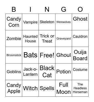 Halloween Bingo Card