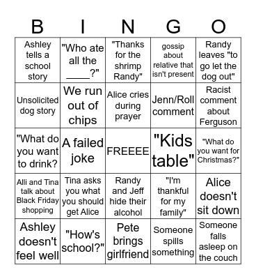 Beth Bingo Card