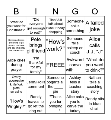 Jeff Bingo Card