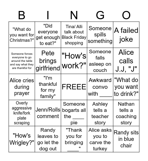 Jeff Bingo Card