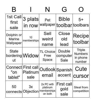 My Fast PC Bingo Card
