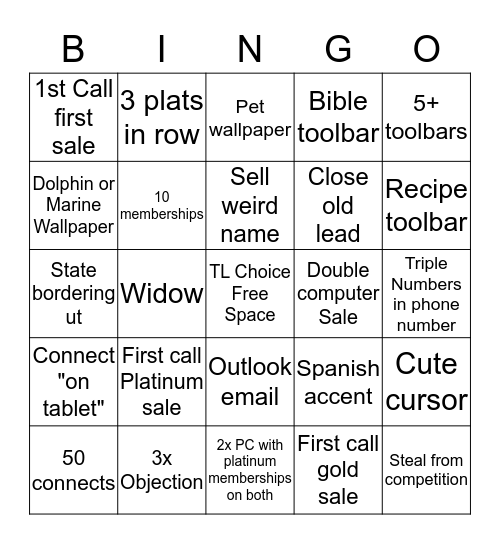 My Fast PC Bingo Card