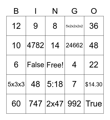 Halloween Bingo! Bingo Card