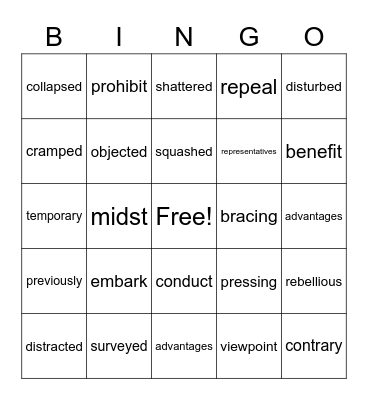 Dangerous Crossing Bingo Card
