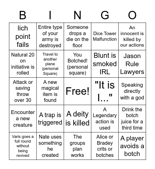 Game Night Inspirational Bingo Card