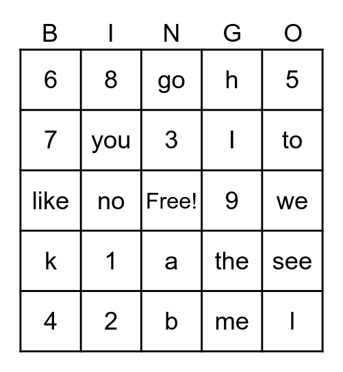 Review Bingo Card