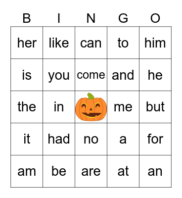 Halloween Bingo Card