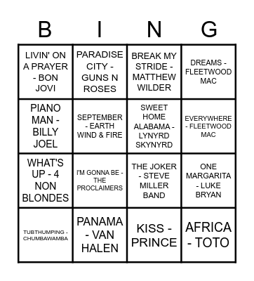 SINGO Bingo Card