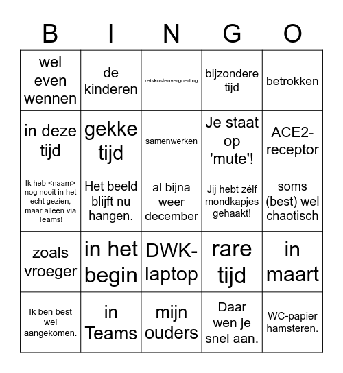 Betrokkenheidsbingo Card