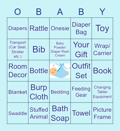 Baby Shower Gift Bingo Card