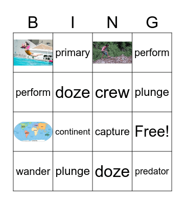 Vocabulary Bingo Card