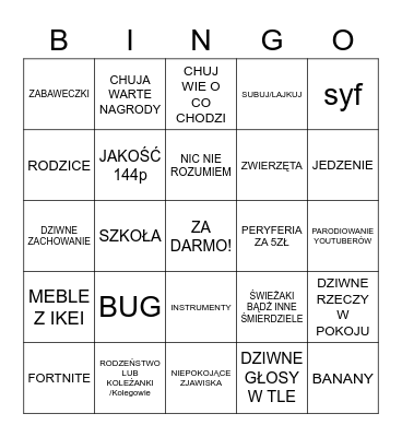 MUJ POKUJ BINGO Card