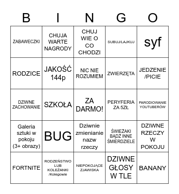 MUJ POKUJ BINGO Card