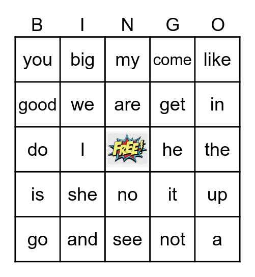 Sight Words 1 Bingo Card