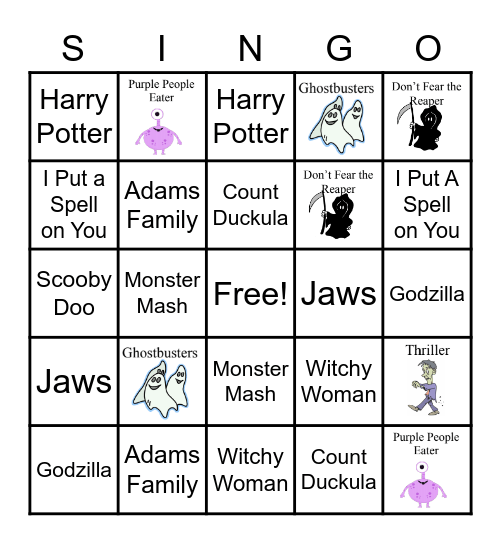 Halloween Singo Bingo Card