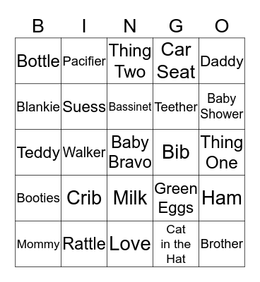 Baby Bravo Bingo Card