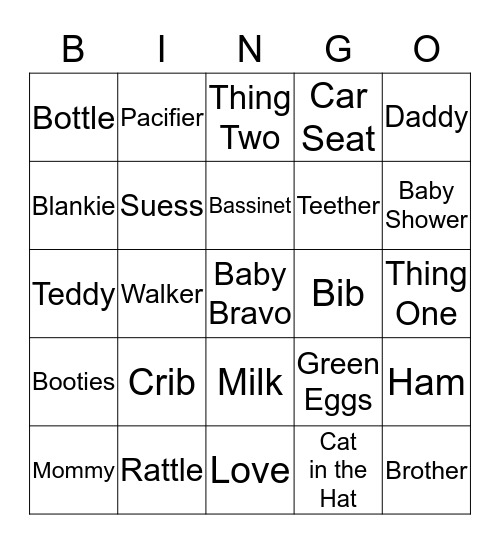 Baby Bravo Bingo Card