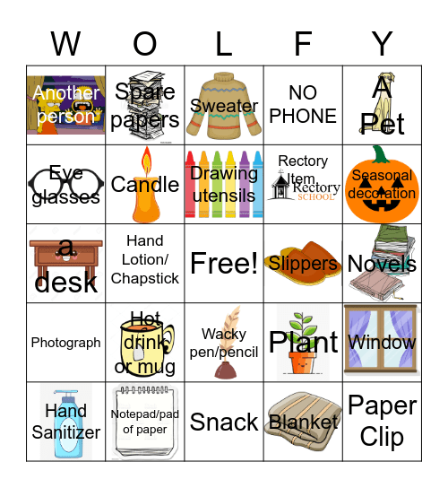Items Found in your At-Home Workspace! Bingo Card