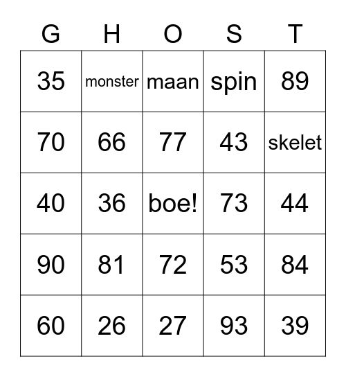 HALLOWEEN  Bingo Card