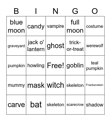 Halloween Bingo Card