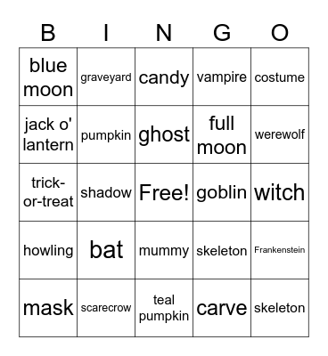 Halloween Bingo Card