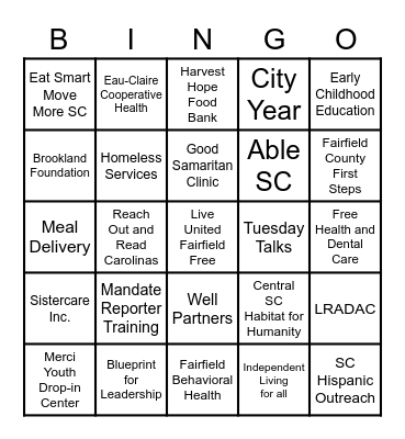 United Way Bingo FMS Bingo Card
