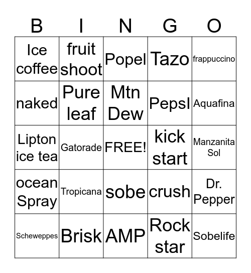 Peps Product Facts Bingo Card