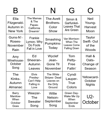 Total-Quiz.com Presents Radio Bingo: Fall Bingo Card