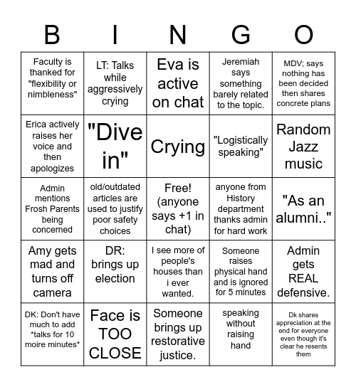 Return to School Palooza Bingo Card