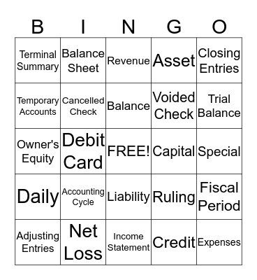 Accounting Bingo Card