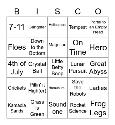 Halloween BISCO Bingo Card